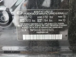 2013 Hyundai Elantra GLS with VIN 5NPDH4AE1DH197023, listed as a Copart auction lot 45961625 with 129,589 mi miles and Salvage title. Bid and sale history available at DreamBid. Image 14.