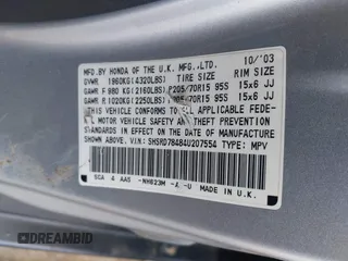 2004 Honda CR-V LX with VIN SHSRD78484U207554, listed as a IAAI auction lot 42203419 with 229,417 mi miles and . Bid and sale history available at carsss.com. Image 9.