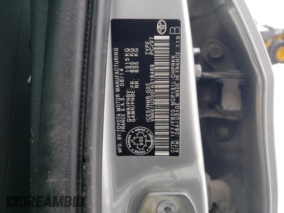 2015 Toyota Yaris L with VIN VNKKTUD30FA018469, listed as a Copart auction lot 47103985 with 126,060 mi miles and Salvage Title. Bid and sale history available at DreamBid. Image 12.