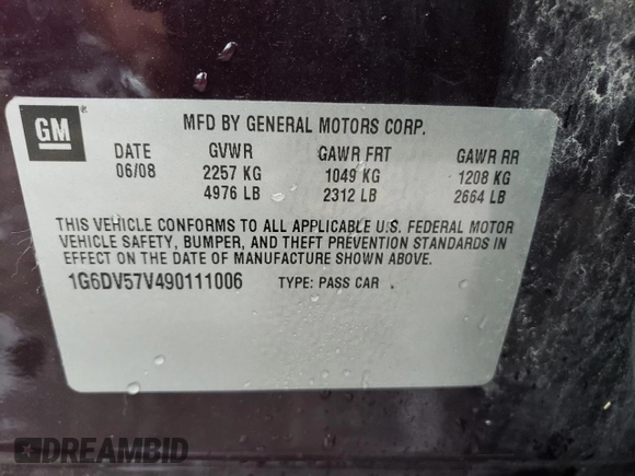 2009 Cadillac CTS RWD with VIN 1G6DV57V490111006, listed as a Copart auction lot 66313174 with 148,467 mi miles and Salvage Title. Bid and sale history available at DreamBid. Image 12.