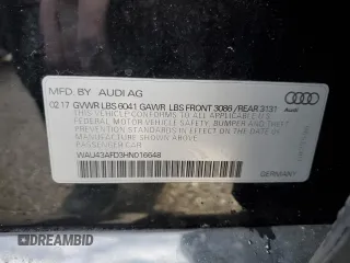 2017 Audi A8 L Sport with VIN WAU43AFD3HN016648, listed as a Copart auction lot 52583745 with 148,562 mi miles and Clean Title. Bid and sale history available at carsss.com. Image 12.