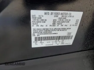 2016 Ford Explorer with VIN 1FM5K8B85GGC94963, listed as a Copart auction lot 44321835 with 33,108 mi miles and Clean Title. Bid and sale history available at DreamBid. Image 13.
