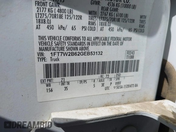 2016 Ford F-250 Lariat z VIN 1FT7W2B62GEB53132, wystawiony jako IAAI lot #42201422 z przebiegiem 71 247 mil mil oraz . Historia ofert i sprzedaży dostępna na DreamBid. Obrazek 9.