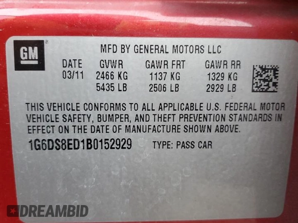 2011 Cadillac CTS with VIN 1G6DS8ED1B0152929, listed as a Copart auction lot 83836404 with Not Provided miles and Clean Title. Bid and sale history available at DreamBid. Image 12.
