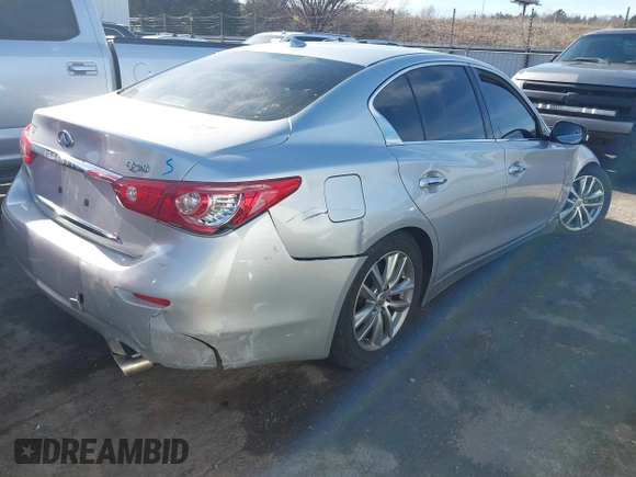 2014 Infiniti Q50 Premium with VIN JN1BV7APXEM681950, listed as a IAAI auction lot 41120466 with 131,211 mi miles and . Bid and sale history available at carsss.com. Image 4.