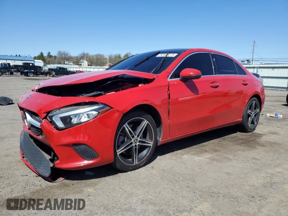 2019 Mercedes-Benz A 220 with VIN WDD3G4EB9KW023082, listed as a Copart auction lot 52583275 with 53,758 mi miles and Salvage title. Bid and sale history available at DreamBid. Image 1.