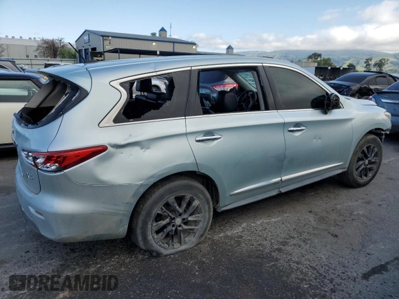 2013 Infiniti JX35 with VIN 5N1AL0MM8DC339713, listed as a Copart auction lot 50605525 with 106,036 mi miles and Salvage Title. Bid and sale history available at carsss.com. Image 3.
