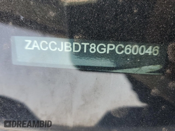 2016 Jeep Renegade Limited with VIN ZACCJBDT8GPC60046, listed as a Copart auction lot 60529055 with 110,282 mi miles and Salvage title. Bid and sale history available at DreamBid. Image 14.