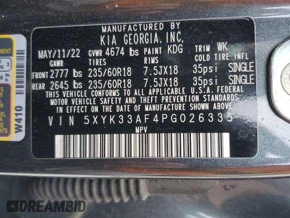 2023 Kia Sportage EX with VIN 5XYK33AF4PG026335, listed as a Copart auction lot 49776435 with 68,354 mi miles and Salvage Title. Bid and sale history available at carsss.com. Image 13.