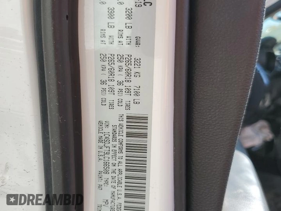 2020 Dodge Durango Pursuit z VIN 1C4SDJFT9LC166508, wystawiony jako Copart lot #79771954 z przebiegiem 106 892 mil mil oraz Szkoda całkowita • Salvage title. Historia ofert i sprzedaży dostępna na DreamBid. Obrazek 13.