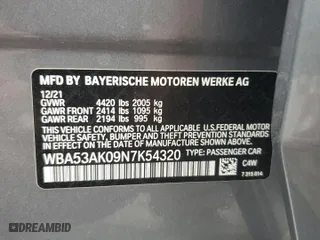 2022 BMW 2 Series 228i with VIN WBA53AK09N7K54320, listed as a Copart auction lot 53536755 with 21,511 mi miles and Salvage Title. Bid and sale history available at carsss.com. Image 12.