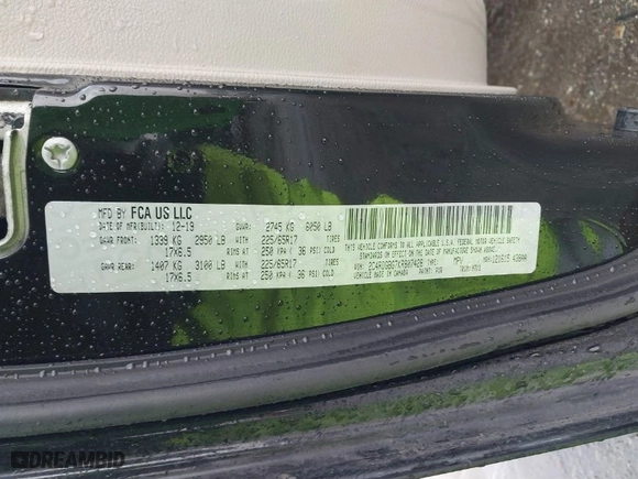 2019 Dodge Grand Caravan SE with VIN 2C4RDGBG7KR807428, listed as a IAAI auction lot 41538030 with 50,980 mi miles. Bid and sale history available at carsss.com. Image 9.