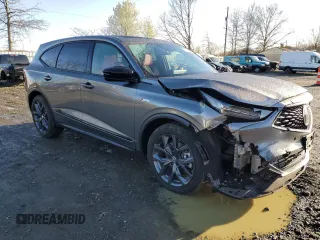 2022 Acura MDX w/A-Spec Package with VIN 5J8YE1H0XNL046182, listed as a Copart auction lot 52185995 with 34,758 mi miles and Salvage title. Bid and sale history available at DreamBid. Image 4.