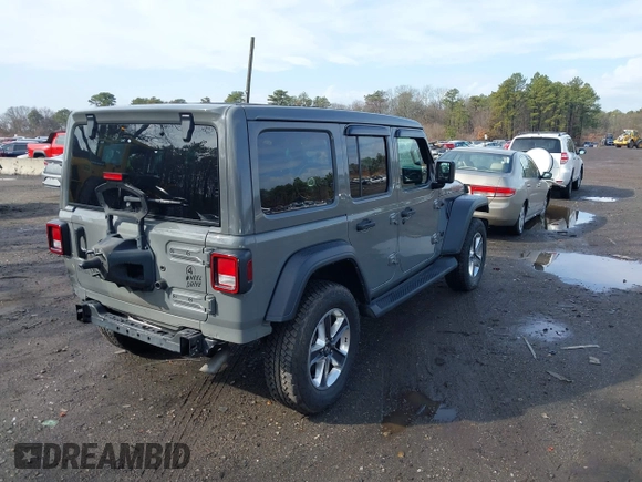 2021 Jeep Wrangler Unlimited Willys Sport with VIN 1C4HJXDGXMW767633, listed as a IAAI auction lot 41700168 with 37,994 mi miles and . Bid and sale history available at DreamBid. Image 4.