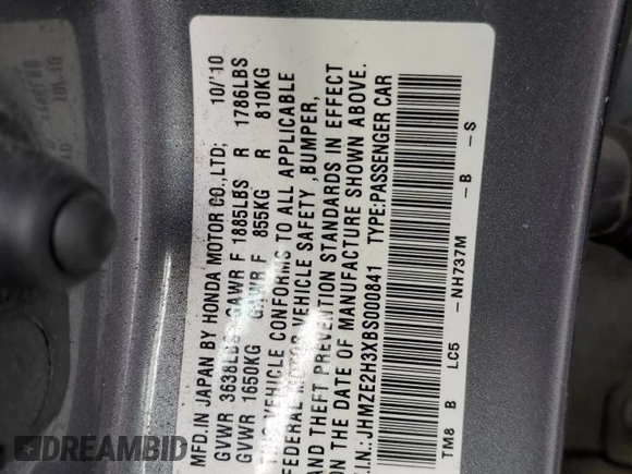 2011 Honda Insight with VIN JHMZE2H3XBS000841, listed as a Copart auction lot 45197415 with 227,297 mi miles and Salvage title. Bid and sale history available at DreamBid. Image 12.