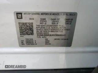 2019 Chevrolet Blazer with VIN 3GNKBBRAXKS668840, listed as a Copart auction lot 58224615 with 57,556 mi miles and Salvage title. Bid and sale history available at DreamBid. Image 13.