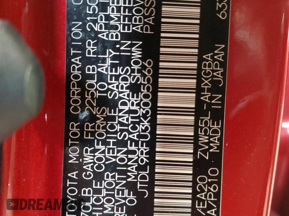 2019 Toyota Prius LE z VIN JTDL9RFU3K3005566, wystawiony jako Copart lot #73356914 z przebiegiem 49 028 mil mil oraz Nie do naprawy • Non repairable. Historia ofert i sprzedaży dostępna na DreamBid. Obrazek 12.