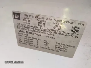 2016 Chevrolet Equinox LS with VIN 2GNALBEK7G6350624, listed as a IAAI auction lot 41045164 with 117,493 mi miles. Bid and sale history available at carsss.com. Image 9.