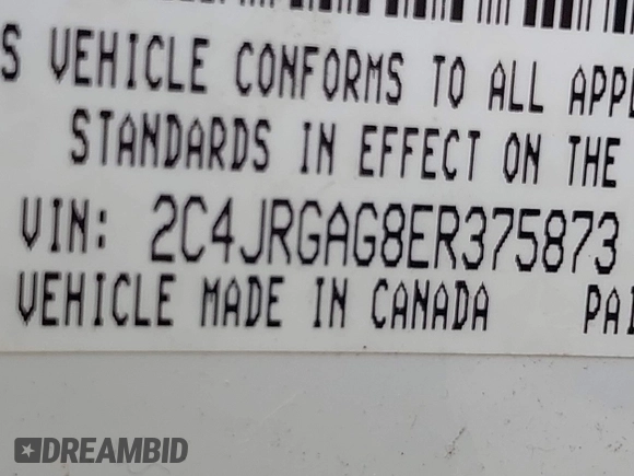 2014 Ram Cargo Van Tradesman with VIN 2C4JRGAG8ER375873, listed as a IAAI auction lot 41644062 with 238,997 mi miles. Bid and sale history available at carsss.com. Image 9.
