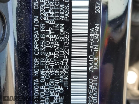 2015 Lexus CT 200h with VIN JTHKD5BH4F2213557, listed as a Copart auction lot 57126575 with 94,922 mi miles and Salvage title. Bid and sale history available at DreamBid. Image 12.