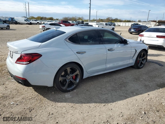 2020 Genesis G70 3.3T with VIN KMTG34LE3LU064052, listed as a Copart auction lot 83573294 with 56,514 mi miles and Salvage Title. Bid and sale history available at carsss.com. Image 3.