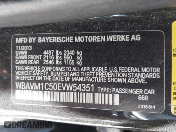 2014 BMW X1 sDrive28i z VIN WBAVM1C50EVW54351, wystawiony jako IAAI lot #42117685 z przebiegiem 131 631 mil mil oraz . Historia ofert i sprzedaży dostępna na DreamBid. Obrazek 9.