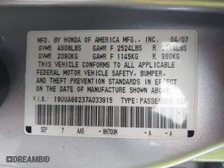 2007 Acura TL with VIN 19UUA66237A033915, listed as a IAAI auction lot 41488127 with 165,359 mi miles. Bid and sale history available at carsss.com. Image 9.