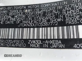 2012 Toyota Prius One with VIN JTDKN3DU1C5387772, listed as a IAAI auction lot 42176895 with 119,283 mi miles and . Bid and sale history available at DreamBid. Image 9.