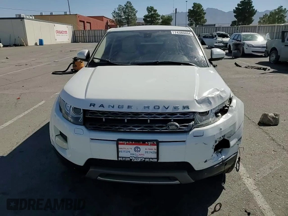 2015 Land Rover Range Rover Evoque Prestige with VIN SALVV2BGXFH958725, listed as a Copart auction lot 74386694 with 121,555 mi miles and Salvage title. Bid and sale history available at DreamBid. Image 11.
