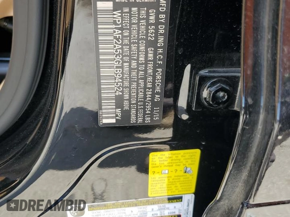 2016 Porsche Macan Turbo with VIN WP1AF2A53GLB94524, listed as a Copart auction lot 64172035 with 44,619 mi miles and Salvage title. Bid and sale history available at DreamBid. Image 13.