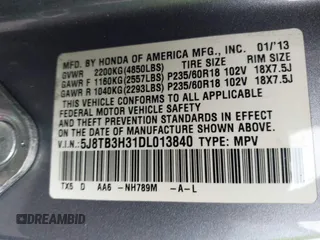 2013 Acura RDX with VIN 5J8TB3H31DL013840, listed as a IAAI auction lot 42027621 with 135,201 mi miles and . Bid and sale history available at carsss.com. Image 9.