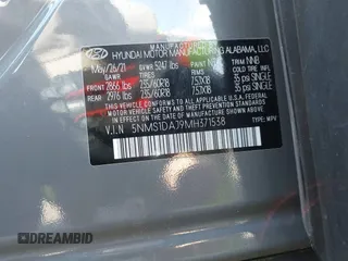 2021 Hyundai Santa Fe SE с VIN 5NMS1DAJ9MH371538, выставлен на аукционе IAAI как лот 42288385 с пробегом 30 457 миль миль и . История ставок и продаж доступна на DreamBid. Изображение 9.