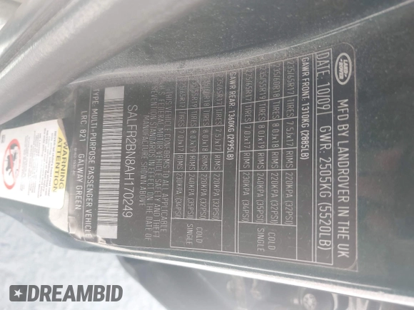 2010 Land Rover LR2 HSE z VIN SALFR2BN8AH170249, wystawiony jako IAAI lot #42244748 z przebiegiem 119 450 mil mil oraz . Historia ofert i sprzedaży dostępna na DreamBid. Obrazek 9.