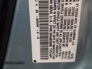 2004 Honda Odyssey EX-L with VIN 5FNRL18944B032688, listed as a Copart auction lot 49504405 with 253,823 mi miles and Non Repairable. Bid and sale history available at DreamBid. Image 13.