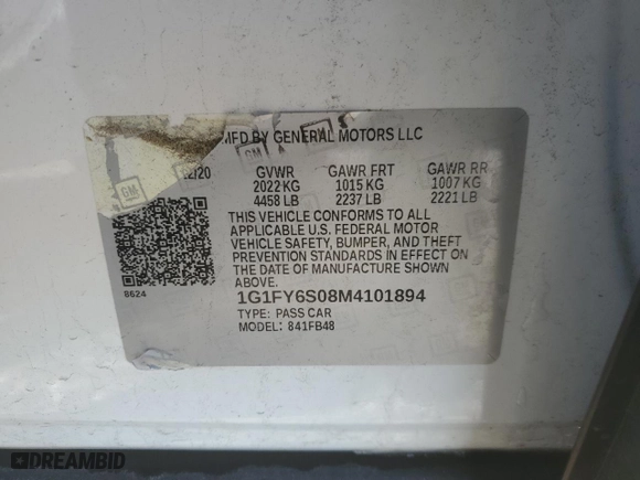 2021 Chevrolet Bolt EV LT with VIN 1G1FY6S08M4101894, listed as a Copart auction lot 45985355 with 72,305 mi miles and Salvage Title. Bid and sale history available at carsss.com. Image 14.