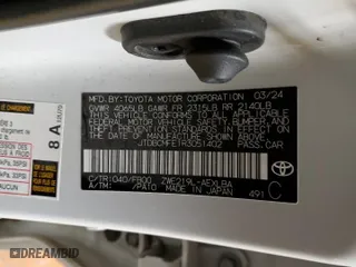 2024 Toyota Corolla Hybrid LE with VIN JTDBCMFE1R3051402, listed as a Copart auction lot 44884925 with 46,752 mi miles and Salvage Title. Bid and sale history available at carsss.com. Image 12.