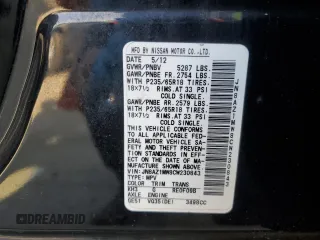 2012 Nissan Murano S with VIN JN8AZ1MW8CW230843, listed as a Copart auction lot 49049125 with 212,382 mi miles and Salvage Title. Bid and sale history available at DreamBid. Image 13.