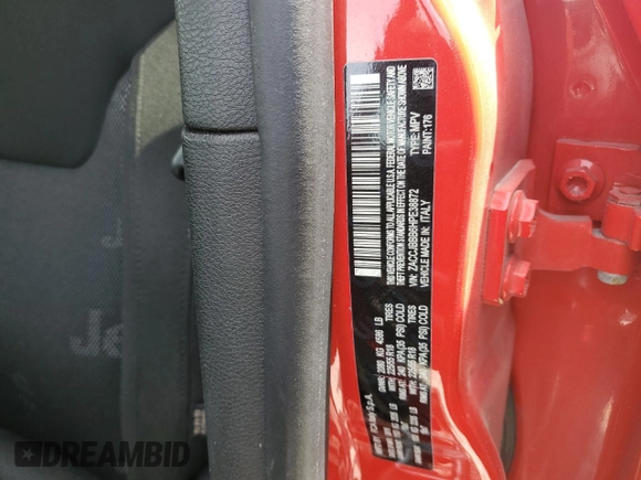 2017 Jeep Renegade Latitude with VIN ZACCJBBB6HPE38872, listed as a Copart auction lot 49325925 with 93,796 mi miles and Salvage Title. Bid and sale history available at carsss.com. Image 13.