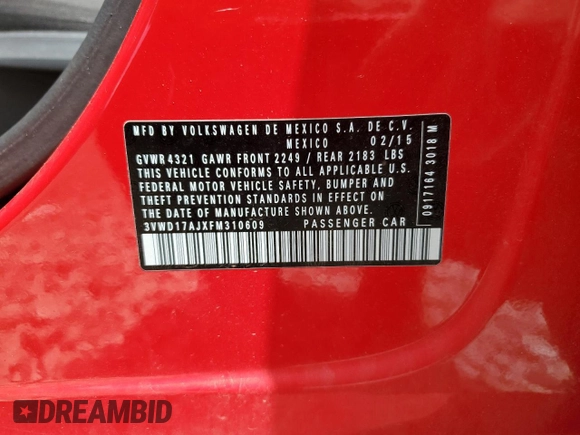 2015 Volkswagen Jetta SE с VIN 3VWD17AJXFM310609, выставлен на аукционе Copart как лот 62501385 с пробегом 85 406 миль миль и Чистый • Clean title. История ставок и продаж доступна на DreamBid. Изображение 12.