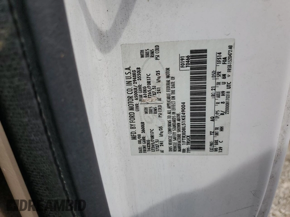 2001 Ford F-150 XL with VIN 1FTRX08L51KE49004, listed as a Copart auction lot 60470745 with 199,490 mi miles and Salvage title. Bid and sale history available at DreamBid. Image 12.