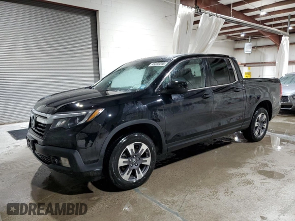 2018 Honda Ridgeline RTL with VIN 5FPYK3F59JB009923, listed as a Copart auction lot 45035285 with 107,539 mi miles and Salvage title. Bid and sale history available at DreamBid. Image 1.