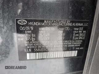 2020 Hyundai Santa Fe Limited with VIN 5NMS5CAA6LH186151, listed as a Copart auction lot 41838225 with 68,075 mi miles and Salvage Title. Bid and sale history available at carsss.com. Image 16.