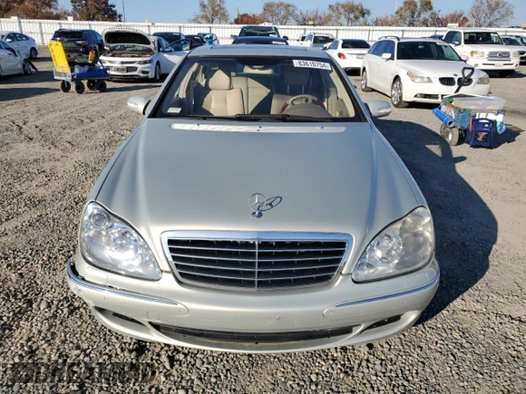2003 Mercedes-Benz S-Class 5.0L with VIN WDBNG75J03A365710, listed as a Copart auction lot 83610754 with 0 mi miles and Salvage Title. Bid and sale history available at carsss.com. Image 5.
