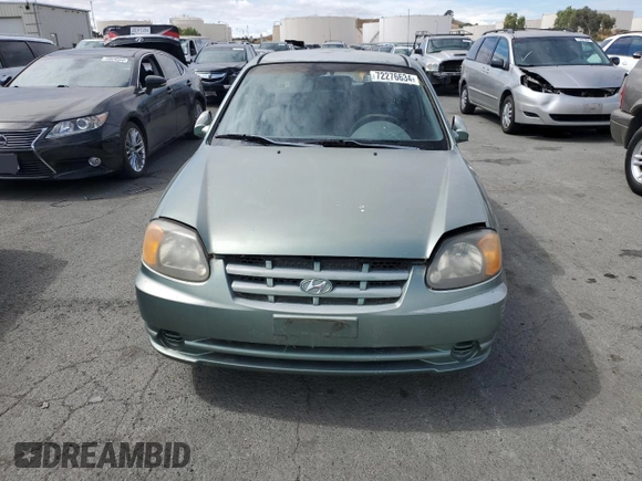 2003 Hyundai Accent GL with VIN KMHCG35C13U277732, listed as a Copart auction lot 72276634 with 135,176 mi miles and Salvage Title. Bid and sale history available at carsss.com. Image 5.