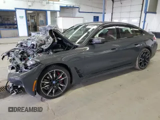 2023 BMW i4 M50 with VIN WBY33AW05PFR39443, listed as a Copart auction lot 44128864 with 6,738 mi miles. Bid and sale history available at carsss.com. Image 1.