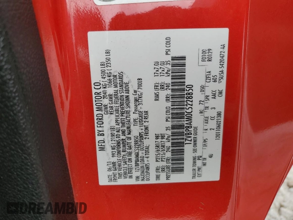 2012 Ford Mustang V6 Premium with VIN 1ZVBP8AM0C5228850, listed as a Copart auction lot 46645355 with 206,999 mi miles and Salvage Title. Bid and sale history available at carsss.com. Image 12.