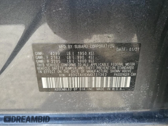 2021 Subaru Impreza Premium z VIN 4S3GTAV6XM3711363, wystawiony jako Copart lot #48843935 z przebiegiem 49 913 mil mil oraz Szkoda całkowita • Salvage title. Historia ofert i sprzedaży dostępna na DreamBid. Obrazek 13.