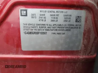 2014 Buick LaCrosse Leather с VIN 1G4GB5GR3EF103567, выставлен на аукционе Copart как лот 50494615 с пробегом 144 126 миль миль и Списание • Salvage title. История ставок и продаж доступна на DreamBid. Изображение 12.