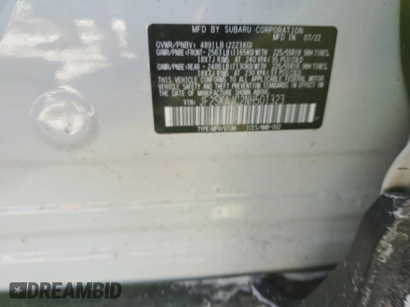 2022 Subaru Forester Special Sports с VIN JF2SKAJC2NH501323, выставлен на аукционе Copart как лот 46139435 с пробегом 26 751 миль миль и Списание • Salvage title. История ставок и продаж доступна на DreamBid. Изображение 14.