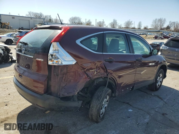 2014 Honda CR-V LX with VIN 5J6RM4H31EL052139, listed as a Copart auction lot 50421445 with 107,540 mi miles and Salvage Title. Bid and sale history available at carsss.com. Image 3.